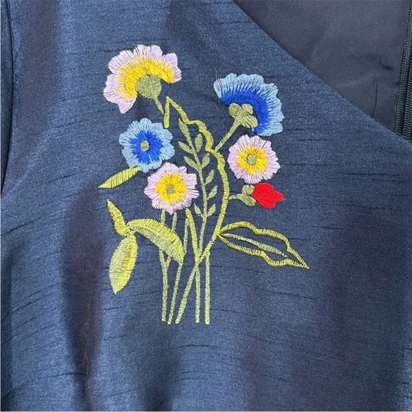 🌸 Eshakti Wayward Fancies Floral Embroidered Trapeze Dress 14 XL GORGEOUS HTF - Picture 3 of 12